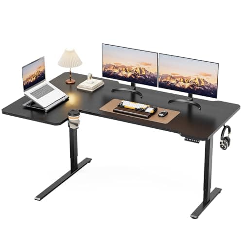 Acrolix 71" Reversible L-Shaped Electric Standing Desk Adjustable Height Gaming Stand Up Corner Desk Sit Stand Home Office Computer Desk with Splice Board, Black