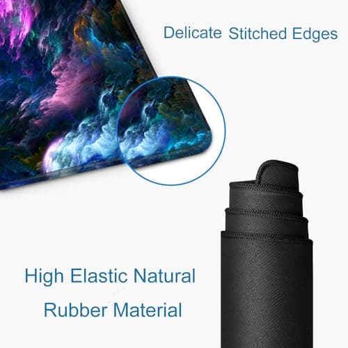 SANWUMIAN Gaming Mouse Pad, Large Non-Slip Rubber Base Mousepad, Keyboard Mouse Mat, Desk Pad with Stitched Edges, 31.5x11.8inch, Dazzling Galaxy 5