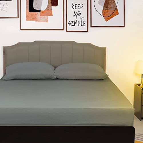 Lirex Cotton Fitted Sheet Full, 300 Thread Count Soft Breathable, 8-10" Deep Pocket Sheet for Hotel Home, Dark Grey 7