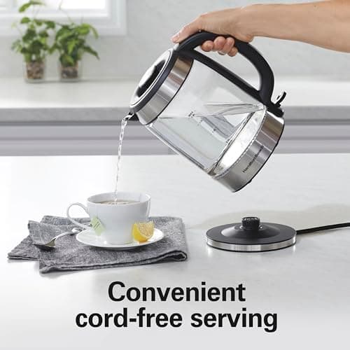 Hamilton Beach Electric Tea Kettle, Water Boiler & Heater, 1.8 Liter, Cordless Serving, 1500 Watts for Fast Boiling, Auto-Shutoff and Boil-Dry Protection, Easy-View Glass (40853C) 7