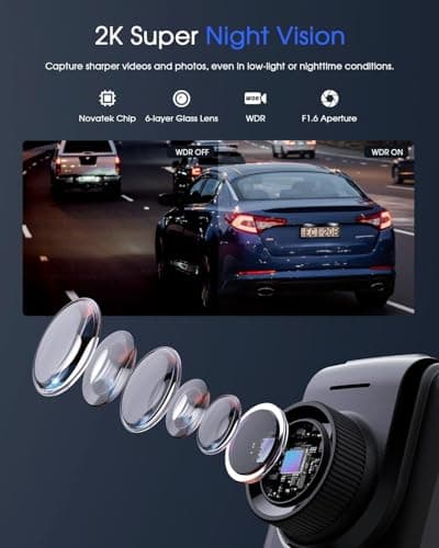 2K Dash Cam with 32 GB Card, 1.5'' IPS Screen, External GPS, WiFi Dash Camera for Cars, Front Dashcams for Cars with APP, WDR, Night Vision, 24 Hours Parking Monitor, G-Sensor, Loop Recording 5