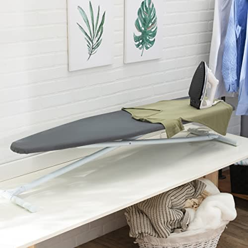 Full Size Ironing Board with Cover & Pad – Made in USA by Seymour Home Products Adjustable Steel T-Legs, 35" High Perforated Top for Steam Durable Iron Board for Home, Laundry Room (Grey) 5