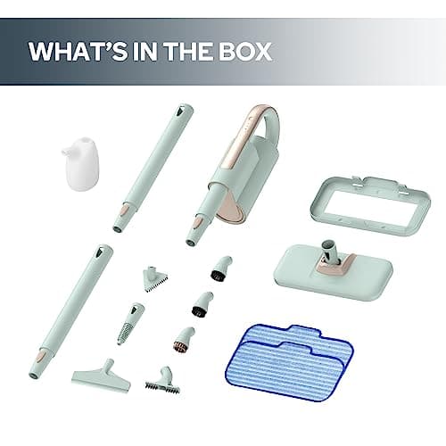 Newbealer Steam Mop & Detachable Handheld Cleaner, 250ml 1200W Powerful Floor Steamer, 3 Adjustable Levels for Carpet Laminate Hardwood Grout, Carpet Glider, 7 Multi-purpose Accessories & 2 Pads 8