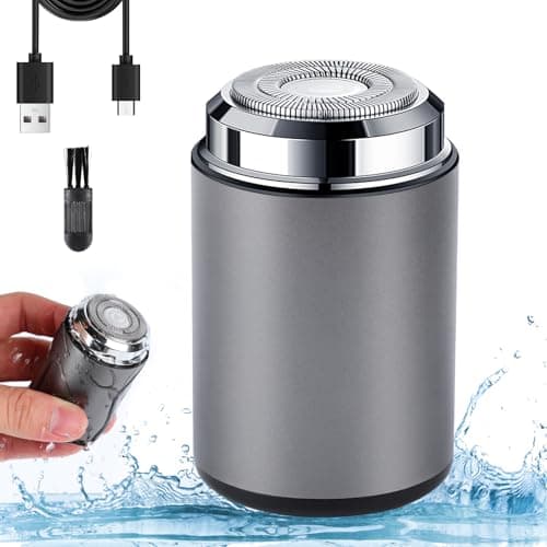 Mini Portable Electric Shaver, Mini Electric Shavers for Men, USB C Rechargeable Waterproof Electric Razor Trimmer, Pocket Size for Travel (Gray)