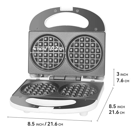 SugarWhisk Double Mini Waffle Maker Machine, Chaffle Maker, Waflera Electrica, Small Waffle Iron for Waffles, Keto Chaffles, Hash Browns, Cookies, 4 Inch 7