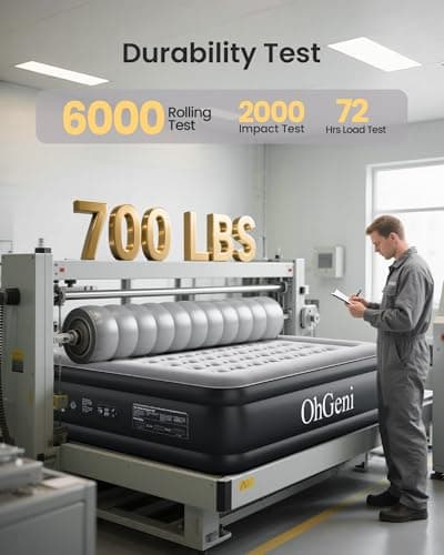 OhGeni King Size Air Mattress, Family Choice Award with Built in Pump, Ideal Alternative to a Bed, 18'' Comfortable Blow Up Colchones Inflables Mattress for Home, Guests, Portable Air Bed, 700 lbs 5