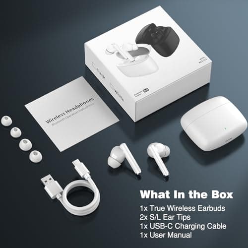 Wireless Earbuds for iPhone 17 16 16e 15 Pro Max, Bluetooth 5.3 Ear Buds True Wireless Headphones Noise Canceling In Ear Earphones, Sweat Resistant,HD Mic,Deep Bass for Samsung S26 S25 S24 S23/Pixel 9 7