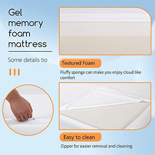 BestMassage | 5 Inch Twin Mattress | Gel Memory Foam | Medium Firm Feel | White | Bed in a Box, CertiPUR-US Certified | Pressure Relief, Cooling Ventilated Foam | Breathable Knit Cover 6