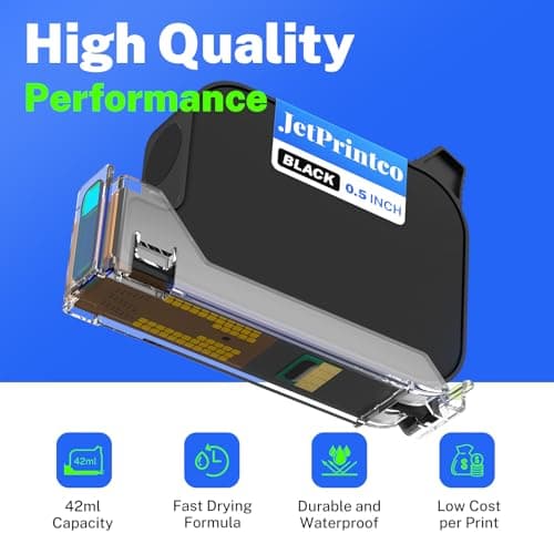 0.5 Inches Print Height Intelligent Handheld Inkjet Printer Lasts 16H Weighs Only 390g for Batch Code Date Lot Number Print on Plastic Carton Wood Metal Glass Aluminum with 42ml Fast Dry Ink (Black) 6