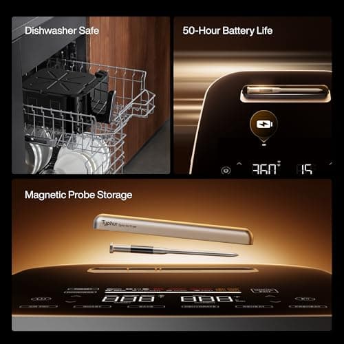 Typhur Sync 8QT AI Smart Air Fryer with Built-in Wireless Meat Thermometer, 9-in-1 XL Non Toxic Ceramic Airfryer, 450°F Max, Cooks 6lb Whole Chicken, Quiet & Dishwasher Safe, 120V 7