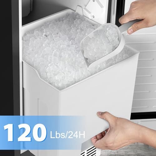 RAPSUAR Under Counter Ice Maker, Ice Maker Machine Commercial, 120Lbs/24H with 35lbs Storage Bin, 40Pcs Cubes in 10Mins, Built in Ice Machine for Home Office Commercial 5