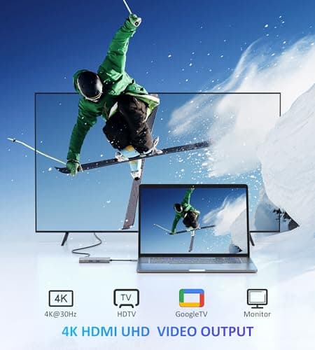 UtechSmart USB C Hub, USB C Ethernet Multiport Adapter, 6 In 1 USB C to HDMI Dock Compatible for Macbook Pro/Air, Chromebook, Dell XPS, HP and Type C Devices (Gigabit Ethernet 100W PD 4K HDMI USB 3.0) 5