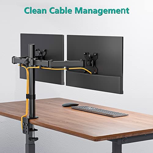 WALI Dual Monitor Stand for Desk, Dual Monitor Mounts for 2 Monitors up to 27 inch, 2 Monitor Desk Mount Holds up to 22 lbs, Height Adjustable Swivel Tilt Rotation, 75x75/100x100mm (M002), Black 5