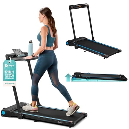Lifepro Compact Walking pad Treadmill with Removeable Desk Station, Bluetooth App Connectivity, Adjustable Incline - 3in1 Under Desk Design Perfect for Walking, Jogging, Running for Home & Office