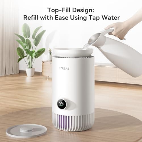 xCREAS Humidifier and Air Purifier in One, Evaporative Humidifier and HEPA Air Purifier Combo for Bedroom, 0.8 Gal Water Tank Top Fill, 23dB Quite Mist-Free 6