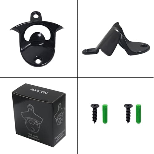 HAIICEN Magnetic Wall Mounted Bottle Opener Black, Rustproof Metal Screw on Beer Bottle Cap Opener Mountable for Beer Lovers Gifts 5