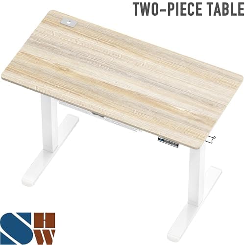SHW 48-Inch Electric Height Adjustable Standing Desk with Drawer, Memory Preset and Cable Management Tray, Maple 9