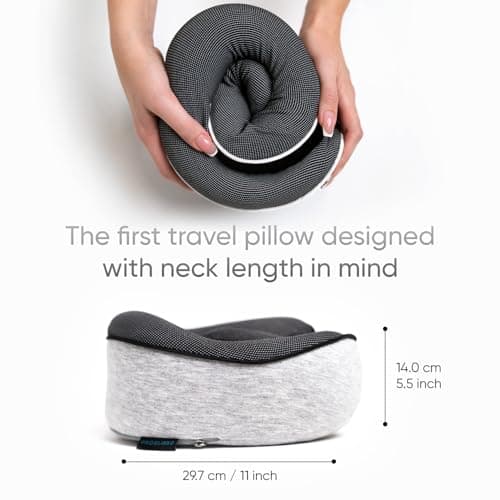 Proglobe Travel Neck Pillows for Airplanes, Sleeping Essentials for Long haul Flights, 360° Head Support, Car and Airplane Kit with 3D Contoured Eye Mask, Earplugs and Luxury Mesh Bag (Adult, Grey) 5