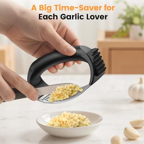 Garlic Press,Stainless Steel Garlic Mincer Crusher,Easy to Use and Clean,Ergonomic Handle,Easy Kitchen Gadget for Effortless Smashing,Kitchen Essentials,Home and Kitchen Utensils Accessories,Cooking 7
