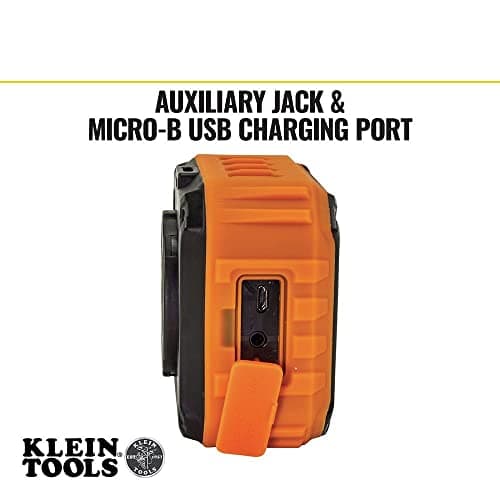 Klein Tools AEPJS1 Bluetooth Speaker, Wireless Portable Jobsite Speaker Plays Audio and Answers Calls Hands Free, IPX5, Worksite Ready 6