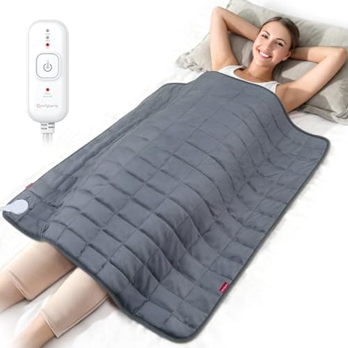 Comfytemp Far Infrared Large Heating Pad 27"×35" for Deeper Back & Period Relaxation, FSA Eligible Weighted Electric Heat Pad with Evenly Filling Ceramic Bead for Better Fit, HSA King Size Heated Pad