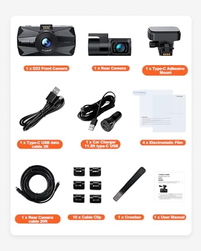Real 4K Dash Cam Front and Rear, 5.8GHz Wi-Fi GPS, Dual Camera HDR with Top-Level Sensor, 3.3'' IPS Screen, Super Night Vision, G-Sensor, Parking Mode, Dash Camera for Cars with App, Support 512GB Max 9