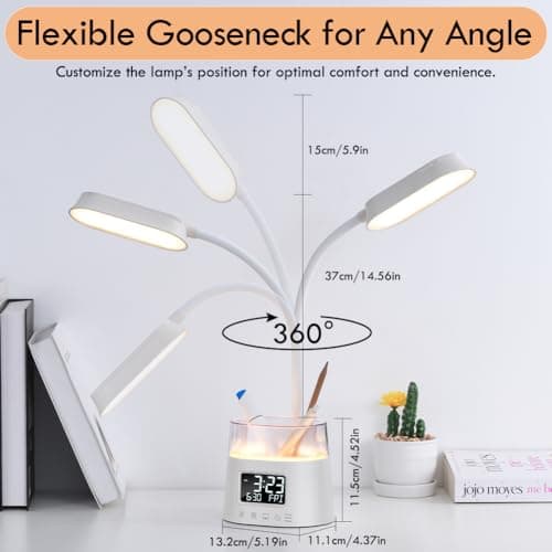 WILIT LED Desk Lamps for Home Office with Pen Holder, Table Lamp for Bedroom with USB Charging Port & Clock, RGB Night Light, Study Lamp for Kids Student, Desk Lamp for College Dorm Room Essentials 9
