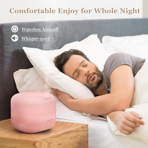 Aromatherapy Essential Oil Diffuser for Room: Air Humidifier Aroma Scent Cool Mist Colorful Lights Cute Small Large Waterless Auto Off Ultrasonic Diffusers for Home Bedroom Pink (300ml) 7