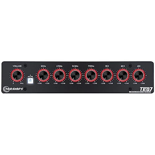 Taramp's TEQ 7 Stereo 7-Band Graphic Equalizer RCA Input 2 Channels HPF and LPF Filters Mute Function Car Audio Mixer Equalizer EQ, Best Control for Car, Boat, Motorcycle - TEQ7 Red