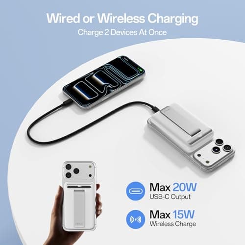 iWALK Qi2 Certified 15W Magnetic Wireless Power Bank, 10000mAh Portable Charger with Adjustable Stand & LED Display, Fast Charging for iPhone 16/15/14/13/12 Pro/Pro Max/Plus/Mini 5