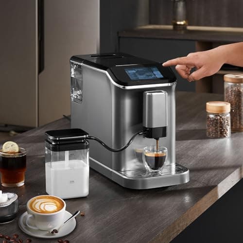 VEVOR Fully Automatic Espresso Machine - with Automatic Milk Frother, 20 Bar Super-Automatic Cappuccino Latte Machine with TFT Touch Screen, Grinder, 15 Grinding Levels, and Removable Milk Reservoir 8