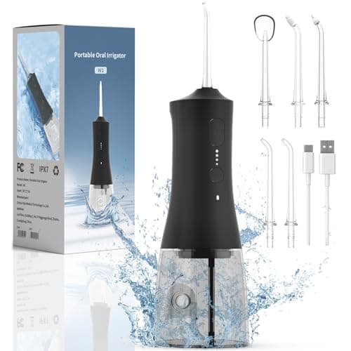 BOTLUXE Water Flosser Cordless - 265ml Portable Water Flosser for Teeth with 6 Nozzles, 1400 Pulses/Min, 4 Modes, IPX7 Waterproof, 60-Day Battery for Braces, Sensitive Gums, Travel & Family Use