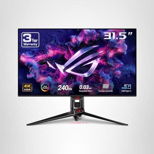 ASUS ROG Swift 32” 4K OLED Gaming Monitor (PG32UCDM) - UHD (3840 x 2160), QD-OLED, 240Hz, 0.03ms, G-SYNC Compatible, Custom Heatsink, Graphene Film, 99% DCI-P3, True 10-bit, 90W USB-C 17