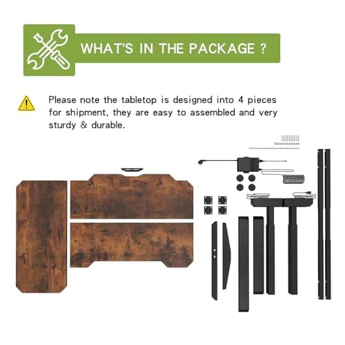 Radlove Dual Motors Height Adjustable 59'' L Shaped Electric Standing Desk with Curved Design Stand Up Table 4 Memory Keys, Computer Desk with Splice Board Home Office Desk, Brown Top + Black Frame 8