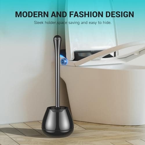 alpsnow Toilet Brush and Holder, Toilet Bowl Brush with Long Handle, Plastic Holder Easy to Hide, Drip-Proof, Easy to Assemble, Deep Cleaning 7