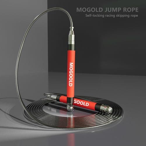 MOGOLD Speed Jump Rope For Man&Women-Ball Bearing Design-Length Adjustable-360 Degree Spin-Silicone Grip Skipping Rope with Speed Ropes for Fitness Workout Crossfit & Home Exercises 5