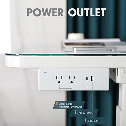 AIMEZO Electric Standing Desk with Drawer, Adjustable Height Sit Stand Desk with Tempered Glass Top, Touchscreen Controller, Wireless Charging, USB Ports & Power Strip, Dual Motor Lift System 6
