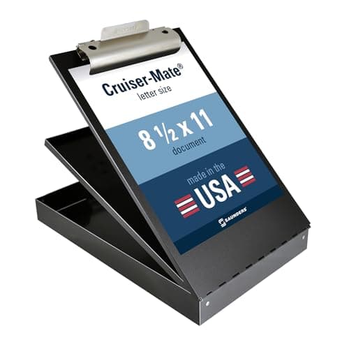 Saunders Metal Clipboard with Storage, Letter Size Heavy Duty Contractor Grade Clipboard, Recycled Aluminum Dual Storage Form Holder with High Capacity Clip, Assembled in USA, Black Cruiser-Mate