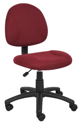 BOSS Office Products Perfect Posture Delux Fabric Task Chair Without Arms in Burgundy (B315-BY)