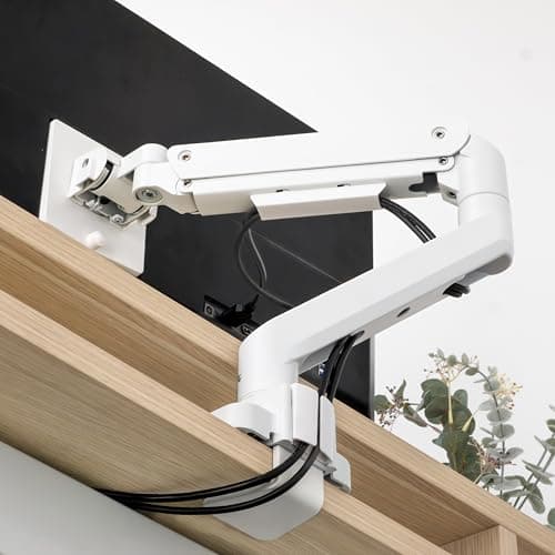 Desky Heavy Duty Ultrawide Monitor Arm – Adjustable Gas Spring Desk Mount for 17–49" Monitors, VESA 75/100, 44 lbs Capacity – White 8