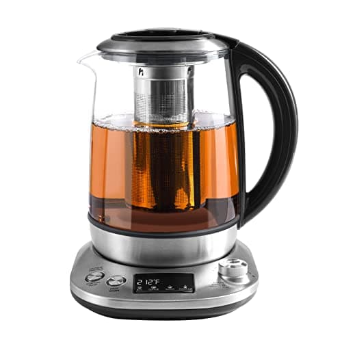 Mecity Electric Tea Kettle with Removable Infuser, 9 Preset Brewing Programs, Temperature Control, 2 Hours Keep Warm, Borosilicate Glass, 1.7 Liter, 1200W