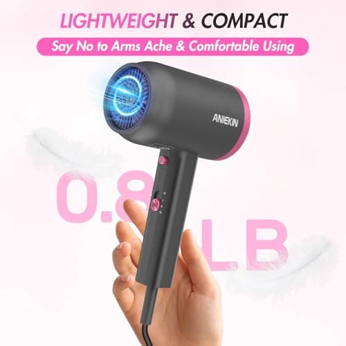 ANIEKIN Hair Dryer, 1875 Watts Fast Drying Blow Dryer with Diffuser and Concentrator, Compact Lightweight Hair Dryer for Women and Men 6