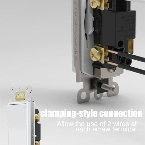 ThunderWay Single Pole Light Switch, Rocker Wall Light Switch, 15A 120/277V, Decorator On/Off Rocker Paddle Interrupter, UL Listed, White, 10 Pack 7