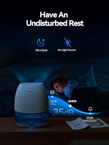 AlohaAir Dehumidifiers for Home, 34 oz Small Dehumidifier for Room, Quiet Dehumidifiers for Bathroom, Bedroom, RV, Closet with Auto Shut Off, 7 Colors Night Light 7