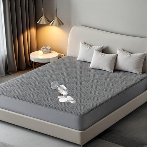 100% Waterproof Mattress Protector with High Resistance to Liquid, Breathable 3D Air Queen Mattress Protector, Ultra Soft Cooling Mattress Cover Hypoallergenic Quiet Bed Cover Fits 6"-21"(Gray)