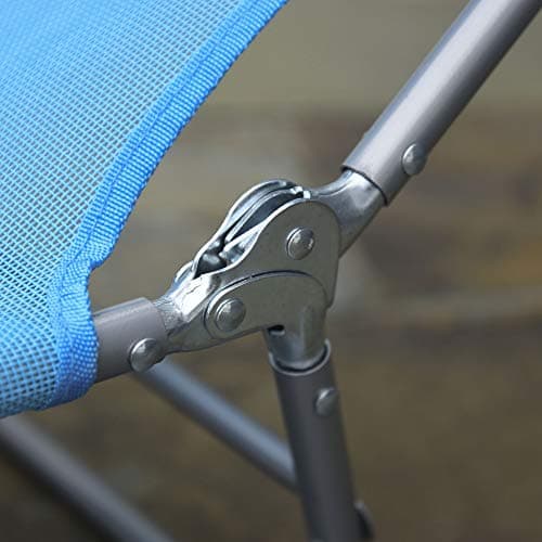 Outsunny Folding Chaise Lounge Pool Chairs, Outdoor Sun Tanning Chairs with Pillow, Reclining Back, Steel Frame & Breathable Mesh for Beach, Yard, Patio, Blue 9