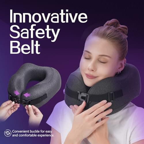CSJT Travel Pillow Vac Compressed Memory Foam Neck Pillow Airplane,Comfortable,Neck Support,Machine Washable,Airplanes Travel Essentials Accessories for Office,Flight,Cars Breaks Sleeping(Black) 5
