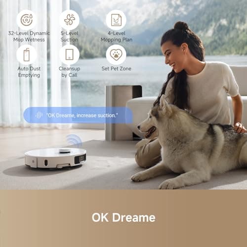 DREAME L40 Ultra Robot Vacuum Self Emptying, 11,000Pa Suction Robot Vacuum and Mop Combo with Auto Cleaning Dock, 149℉ Mop Washing, SideBrush Extendable, Solution Auto Refill, Voice Control 7