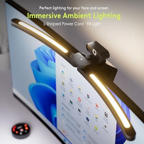 Quntis 1000R Curved Monitor Light Bar, Dual Adjustable Led Desk Lamp with Remote - Independently Rotate 2 LED Arc-Shaped Light Bars Specially Designed for Curved and 34'' Large Screen 9