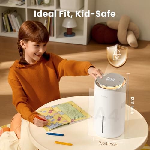 Provirtec MistFree Evaporative Humidifier for Bedroom, 3L No White Dust for Sensitive Individuals, Auto Humidity Control, Works with Tap Water, Night Light, Easy Clean Tank for Home & Small Room 5